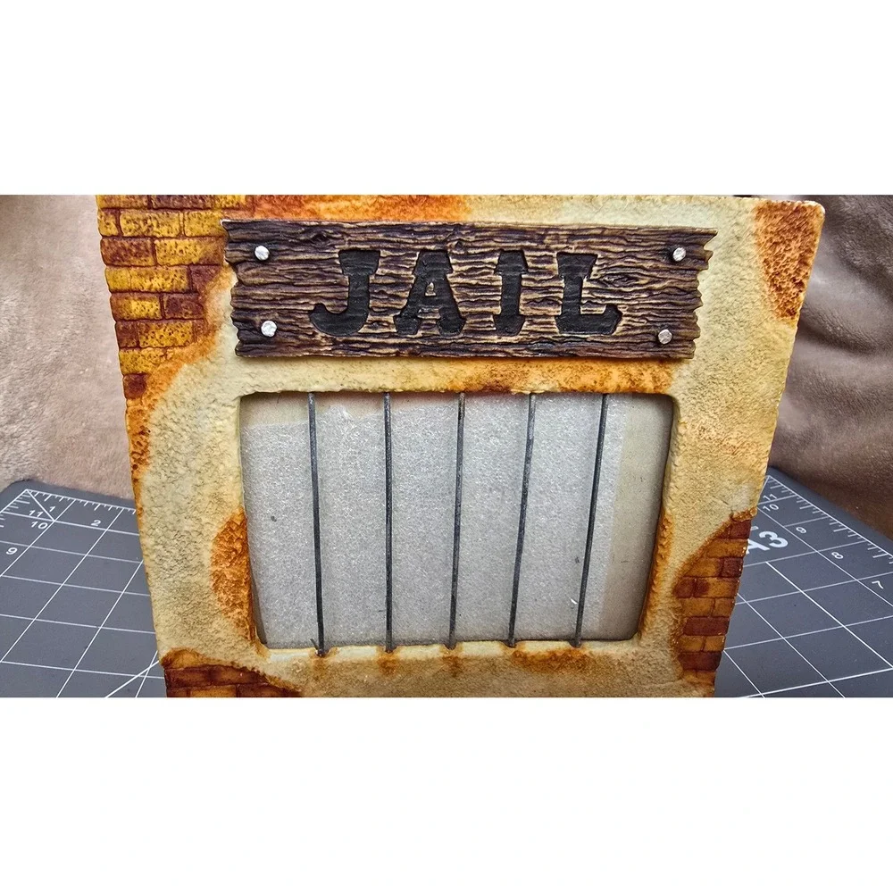 Rustic Western Jail Cell Photo Frame Resin Brick Stucco Outlaw Decor 4x3